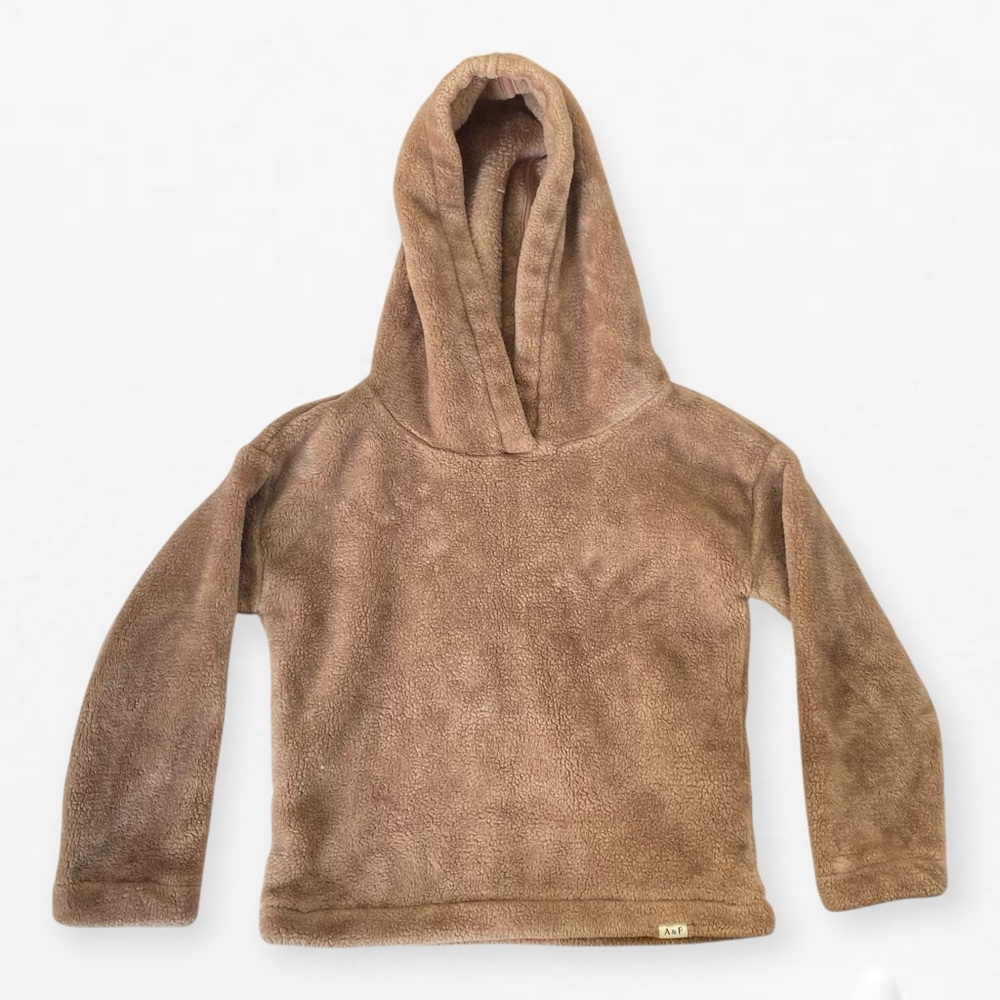 Abercrombie Kids Cozy Brown Kids bouclé Soft Fluffy Hoodie Sweater 5/6